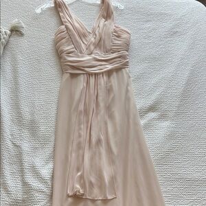 Monique Lhuillier Cream Ruched Halter Gown